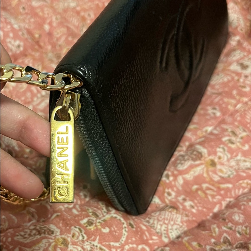 CHANEL Black Quilted Caviar Leather (wallet on a chain) - Picture 8 of 9